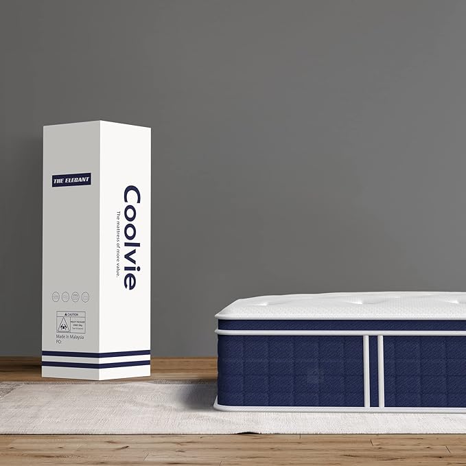 Coolvie 12 Inch King Size Mattress, Hybrid King Mattress in a Box, 3 Layer Premium Foam with Pocket Springs for Motion Isolation and Pressure Relieving, Medium Firm Feel, 100-Night Trial