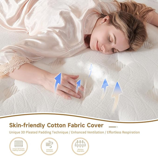 King Size Mattress 12 Inch, Hybrid Memory Foam Mattress with Zoned Pocket Coils Support and Motion Isolation Design, Strengthen Edge Support,CertiPUR-US Certified, Medium Firm in a Box
