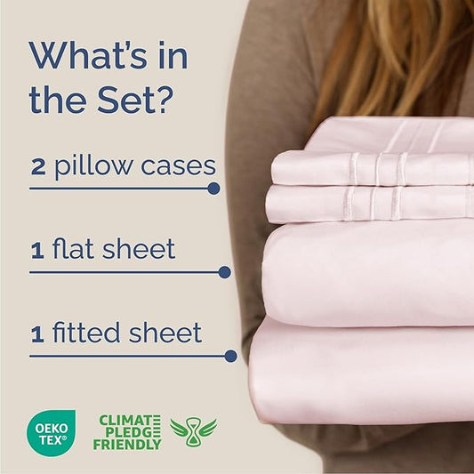 Cal King Size 4 Piece Sheet Set - Comfy Breathable & Cooling Bed Sheets Set - Hotel Luxury Bedding for Women, Men, Kids, Teens, Boys & Girls - Deep Pockets and Wrinkle Free - Oeko-Tex - Lavender Pink