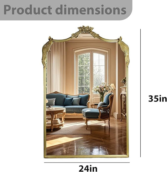 European Retro Mirror, Wall Mirror, Traditional Retro Baroque Mirror, Traditional Gorgeous Arched Wall Mirror,Can be Used for Decoration