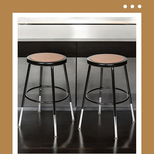 OEF Furnishings (2 Pack Height Adjustable Steel Stools, Black, 19-27"