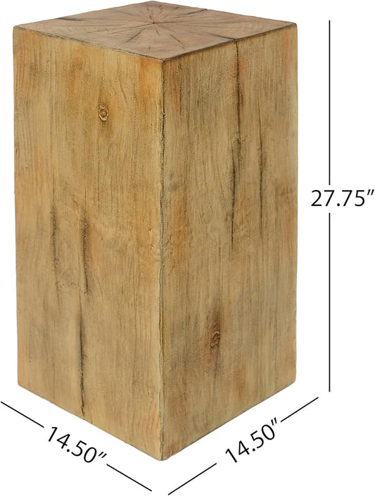 Christopher Knight Home Bard 27.75" Square Living Room Side Table, Wood-Like Distressed Finish End Table, Decorative Accent Table for Indoor Outdoor Usage, Space Saving Furniture, Natural