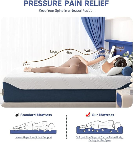 SDHYL King Mattress 14 Inch, Luxury Cooling Gel Memory Foam, Zero Motion Transfer for Partners, Bed in a Box CertiPUR-US Certified & Fiberglass Free, Washable Cover, 80"*76"