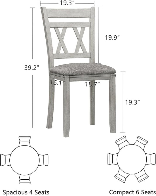 Solid Wood Dining Chair, Part of Dining Table Set, Mix and Match Table, Chair Sold Separately for Dining Room, Kitchen, Grey