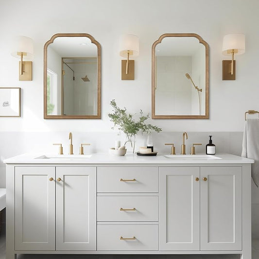 WallBeyond Wood Bathroom Mirrors for Wall Mounted, 20" x 30" Rustic Wood Frame Wall Mirrors Decorative for Living Room or Bedroom Vanity Mirror, Honey-Colored