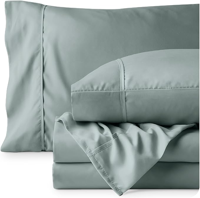 Bare Home Full Sheet Set - Luxury 1800 Ultra-Soft Microfiber Full Bed Sheets - Double Brushed - Deep Pockets - Easy Fit - 4 Piece Set - Bedding Sheets & Pillowcases (Full, Sea Spray)