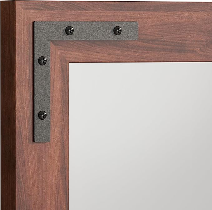 VocalStar Rustic Wood Framed Mirror 48 x 32 Inch, Natural Dark Brown Wooden Rectangle Bathroom Vanity Wall Mirror for Farmhouse Boho Decor, 1/4-inch Shatterproof Glass | Waterproof