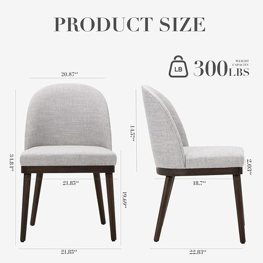 COLAMY Upholstered Dining Chairs Set of 2, Wooden Kitchen Chairs with Open Back, Modern Dining Room Chairs with Wood Frame, Dinner Side Chairs for Dining Room Kitchen Restaurant, Light Grey