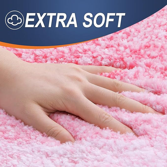 OLANLY Bathroom Runner Rugs 59x24, Extra Soft Absorbent Microfiber Bath Rugs, Rubber Backing, Quick Dry, Machine Washable Bath Mats for Bathroom Floor, Tub and Shower, Home Decor Accessories, Pink