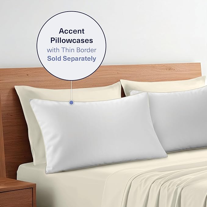 Kickoff Viscose Bamboo Sheets California King Size 4-pc 100% Organic Bamboo Viscose Bed Cooling Sheets Cal King Set Cool Bedding for hot Sleepers Sheet, Flat, Fitted, Pillowcases (Buttercream, CK)