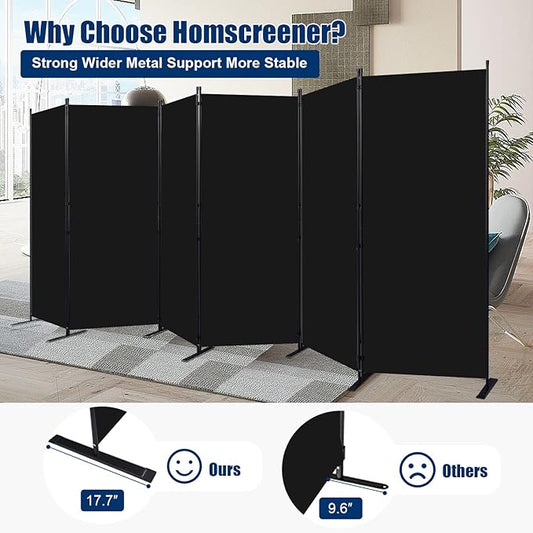 Room Divider 6FT Portable Room Dividers and Folding Privacy Screens, 204'' W Fabric Divider for Room Separation, 6 Panel Partition Room Dividers Freestanding Wall Divider Screen for Dorm Studio Office