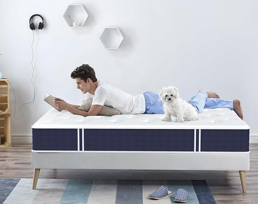 Coolvie Twin Mattress, 10 Inch Twin Size Hybrid Mattress, Individual Pocket Springs with Memory Foam, Bed in a Box, Cooler Sleep with Pressure Relief and Support