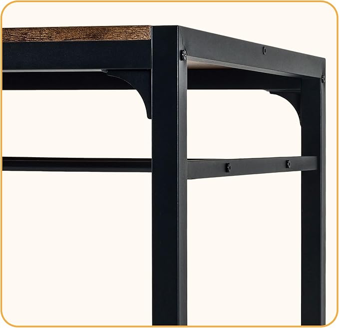 VECELO Kitchen Dining Room Table with 2 Chairs & Bench, Compact Space-Saving Design, Easy Assembly Steel Frame, Perfect for Small Apartments & Breakfast Nooks,Industrial