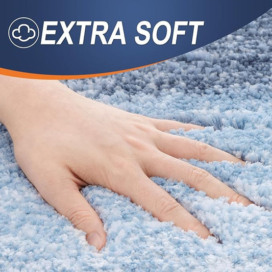 OLANLY Bathroom Runner Rugs 59x24, Extra Soft Absorbent Microfiber Bath Rugs, Rubber Backing, Quick Dry, Machine Washable Bath Mats for Bathroom Floor, Tub and Shower, Home Decor Accessories, Blue