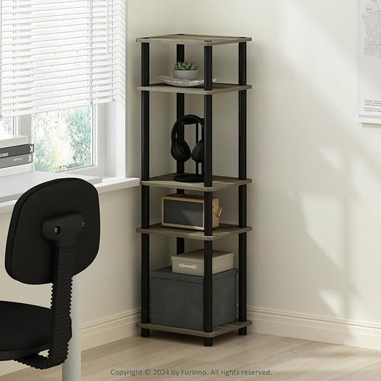 Furinno Turn-N-Tube Easy Assembly Stackable Standing Shelf, French Oak/Black