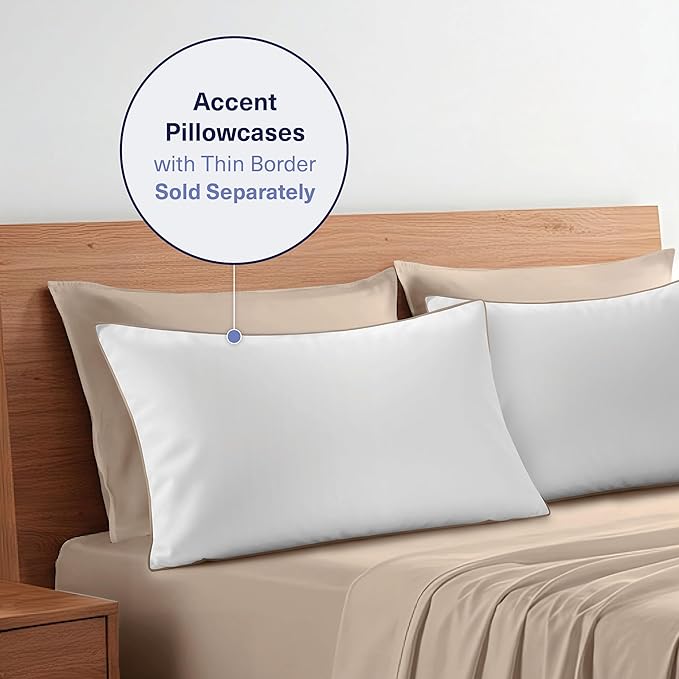 Kickoff Viscose Bamboo Sheets Full Size 4-pc 100% Organic Bamboo Viscose Bed Cooling Sheets Full Size Set Cool Bedding for hot Sleepers Sheet, Flat, Fitted, Pillowcases (Iced Latte, F)