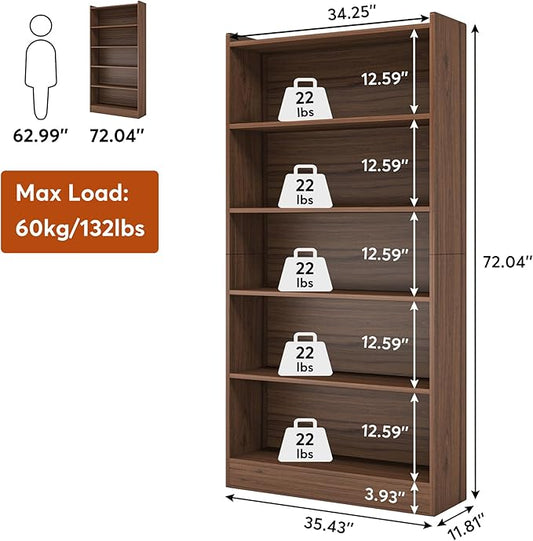 Tribesigns 72-inch Tall Bookcase, Modern 6-Tier White Library Bookshelf with Storage Shelves, Large Open Bookcases Wood Display Shelving Unit for Bedroom Living Room Office