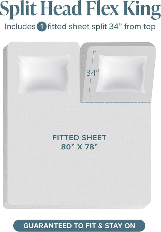 Bare Home Split Head Flex King Sheet Set - 1800 Ultra-Soft Microfiber Bed Sheets - Double Brushed - Deep Pockets - Easy Fit - 4 Piece Set - FlexTop King Bedding (Split Head Flex King, Sand)