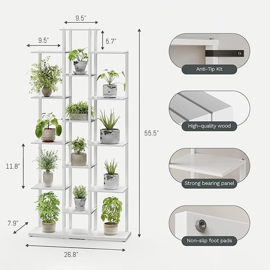 Bookshelf,Small Bookcase for Small Space,6-Tier Bookshelf for Living Room, Home Office, Study,7.87 x 26.77 x 55.5 Inches,White