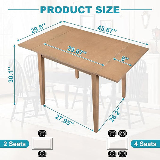 29"- 45" Extendable Dining Table for 2-4, Folding Square Dinner Table Small Kitchen Dining Room Tables with Wood Legs for Small Space, Kitchen, Living Room, Natural