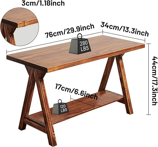 Solid Wood Entryway Bench,Farmhouse Bench for Entryway, Small Wood Benches Indoor for Bedroom, Hallway, Low Bench 30''