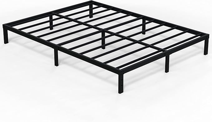 EMODA 10 Inch King Bed Frame No Box Spring Needed, Heavy Duty Metal Platform with Steel Slats, Noise Free, Easy Assembly, Black