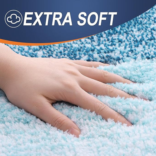 OLANLY Bathroom Runner Rugs 47x20, Extra Soft Absorbent Microfiber Bath Rugs, Rubber Backing, Quick Dry, Washable Bath Mats for Bathroom Floor, Tub and Shower, Home Decor Accessories, Peacock Blue