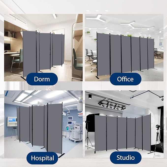 Room Divider and Folding Privacy Screens, 6 Panel Wide Room Divider Wall Screen for Room Separtition, Partition Room Dividers Fabric Panel Wall Dividers Freestanding for Office, Bedroom, Studio Dorm