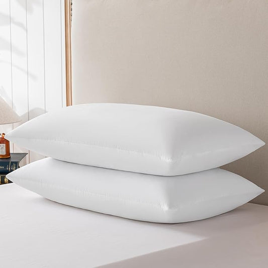 Goose Feathers and Down Pillows, Cotton Cover, Bed Sleeping Hotel Collection Pillows,Set of 2, King Size 20x36