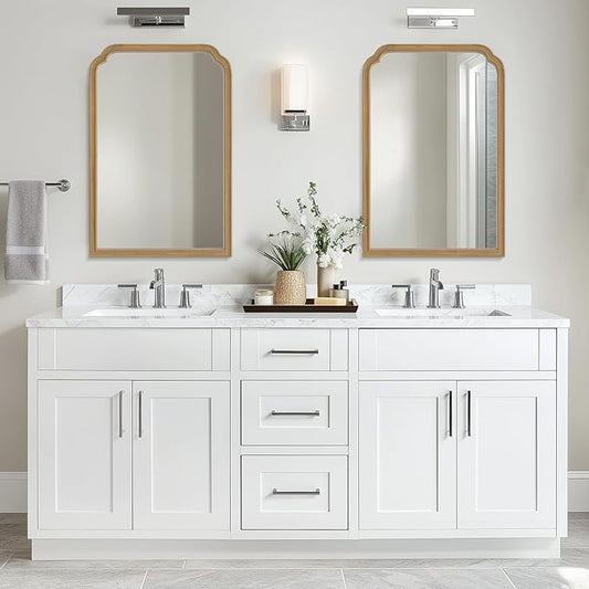 WallBeyond Wood Bathroom Mirrors for Wall Mounted, 24" x 36" Rustic Wood Frame Wall Mirrors Decorative for Living Room or Bedroom Vanity Mirror (Natural Color)