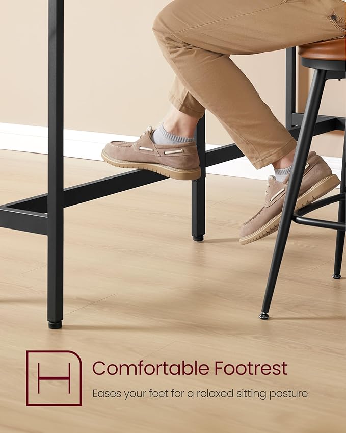 VASAGLE Bar Table, Narrow Long Kitchen Dining Table, Sturdy Metal Frame, Industrial, 15.7 x 63 x 35.4 Inches, Rustic Brown and Ink Black ULBT160K01V1