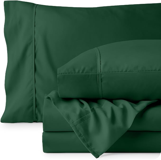 Bare Home Queen Sheet Set - Luxury 1800 Ultra-Soft Microfiber Bed Sheets - Double Brushed - Deep Pockets - Easy Fit - 4 Piece Set - Bedding Sheets & Pillowcases (Queen, Forest Green)