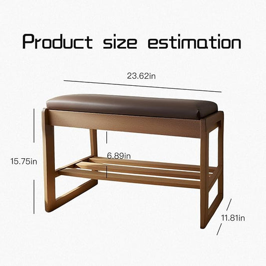 2-Tier Wood Shoe Bench with Flip-Top Storage Cabinet, 23.6", Entryway Bench with Shoe Storage, Front Door Shoe Rack(Walnut)