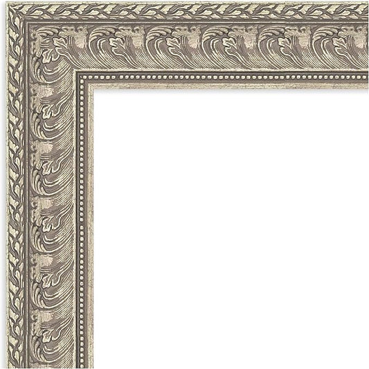 Amanti Art Silver Bathroom Mirror for Over Sink, 31x25 Sydney Silver Rectangle Vanity Mirror, Medium Traditional Frame, Hangs Horizonally and Vertically, Bathroom Wall Decor, Beveled Edge
