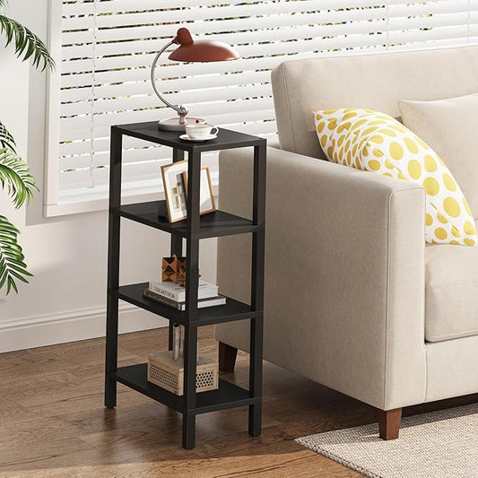TUTOTAK Small Side Table, Narrow End Table, Skinny Sofa Table, Slim Nightstand, Couch Table, Living Room, Bed Room, Black TB01BK0782