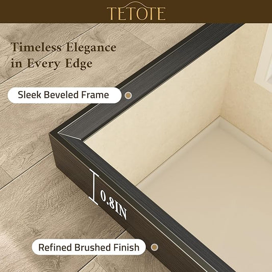 TETOTE Black Bathroom Vanity Mirror Beveled Frame 48" x 24" Black Rectangle Metal Framed Bathroom Wall Mirror for Over Sink, Tempered Glass, Modern Farmhouse Bedroom, Entryway, Living Room