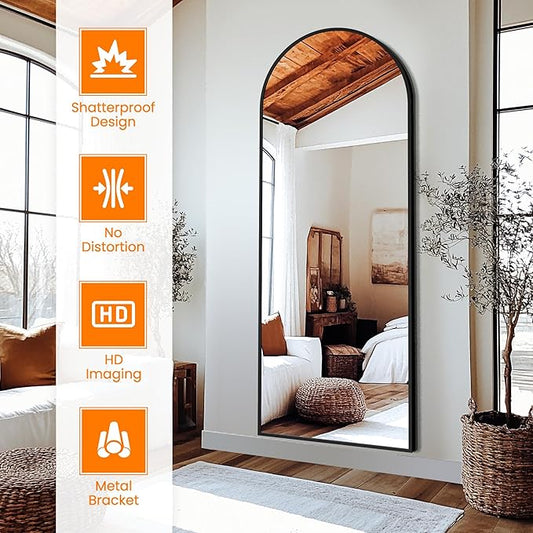 Arched Full Length Mirror, 56"x20" Gold Standing Body Mirror for Wall, with Aluminum Alloy Frame for Bedroom, Living Room, Dressing Room