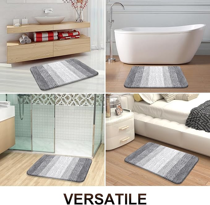 OLANLY Bathroom Runner Rugs 44x24, Extra Soft Absorbent Microfiber Bath Rugs, Rubber Backing, Quick Dry, Washable Bath Mats for Bathroom Floor, Tub and Shower, Home Decor Accessories, Light Grey