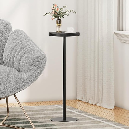 TUTOTAK Tall Round Side Table, Small End Table, Set of 2, Beside Table, Drink Table, Pedestal Side Table, livingroom, Black TB01BK0652