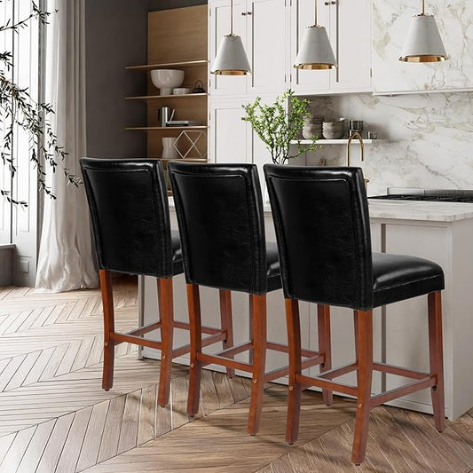 Homepop Home Decor | Classic Counter Height Bar Stools | 29 Inch Bar Stools | Decorative Home Furniture (Black) Single Pack