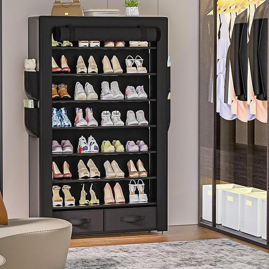 Tall Shoe Rack Dustproof Cabinet Large Capacity 8 Tier Shoe Organizer,32-40 Pairs of Shoes