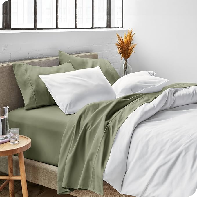 Bare Home Split Head Flex King Sheet Set - 1800 Ultra-Soft Microfiber Bed Sheets - Double Brushed - Deep Pockets - Easy Fit - 4 Piece Set - FlexTop King Bedding Sheets (Split Head Flex King, Sage)