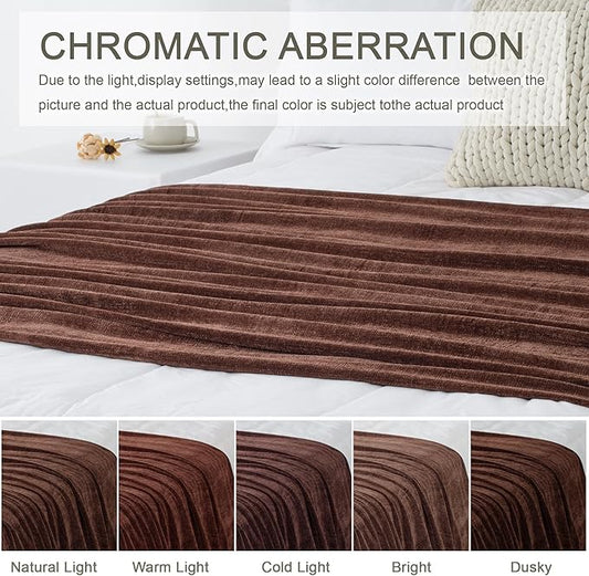Chenille Throw Blanket for Couch 50"X 60", Soft Cozy Throws with Fringe Tassel for Bed Sofa Chair Cover, Lightweight Knitted Decorative Boho Blankets for Living Room, Dark Brown