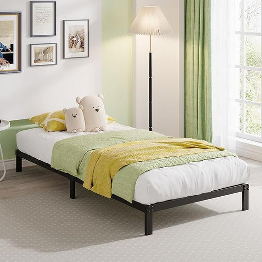 EMODA 6 Inch Twin Bed Frames No Box Spring Needed, Heavy Duty Metal Twin Platform Bed Frame, Noise Free, Easy Assembly, Black