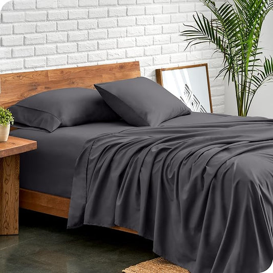 Bare Home Twin Sheet Set - 1800 Ultra-Soft Microfiber Twin Bed Sheets - Double Brushed - Deep Pockets - Easy Fit - Extra Soft - 3 Piece Set - Bedding Sheets & Pillowcases (Twin, Forged Iron Grey)