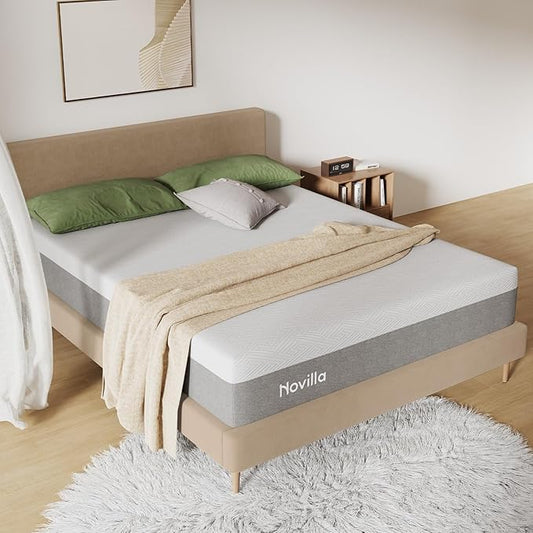 Novilla 10 Inch Gel Queen Memory Foam Mattress, Mattress Queen Size in a Box for Cool Night Sleep & Pressure Relieving & Body Support, CertiPUR US Certified