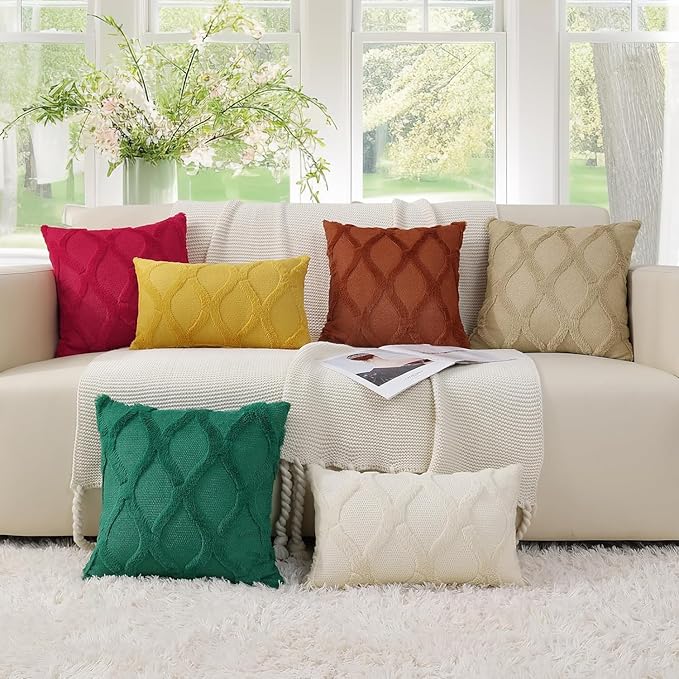 decorUhome Throw Pillow Covers 12x20 Inch Set of 2, Soft Plush Faux Fur Wool Lumbar Black Couch Pillow Covers, Decorative Neutral Pillow Cases for Bed Sofa Living Room Home Decor