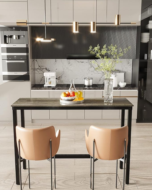 Teraves Bar Table, Bar Height Pub Table, Counter Height Table with Sturdy Metal Frame, Rectangular High Top Table for Kitchen & Dining, Living Room (47.24", Black Oak)