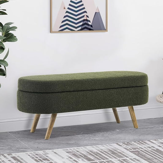 NicBex Ottoman Bench with Storage for Bedroom, 43.5" Upholstered End of Bed Bench with Rubber Wood Legs, Linen Storage Bench for Living Room or Entryway,