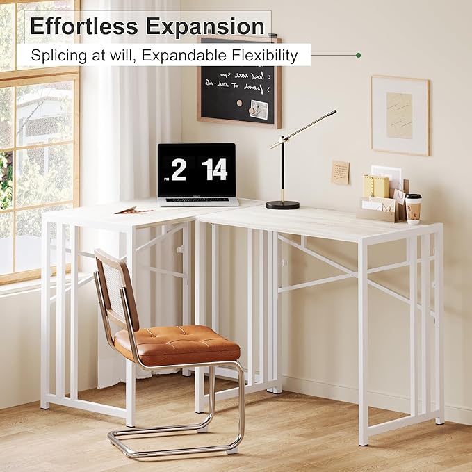 Small Folding Desk 35 inch, No Assembly Required Small Office Desk, Writing Gaming Computer Camping Table, Beige